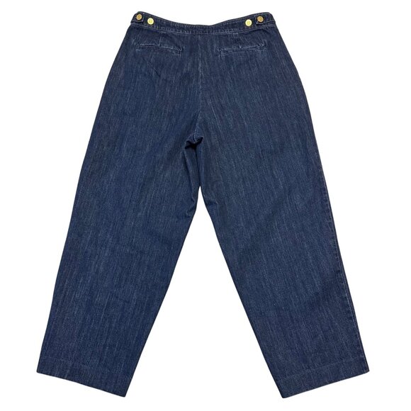 J Crew Tapered Pleat High Waist Jeans NWT Size 30 1984 Rigid Denim Gold Buttons - Picture 2 of 14